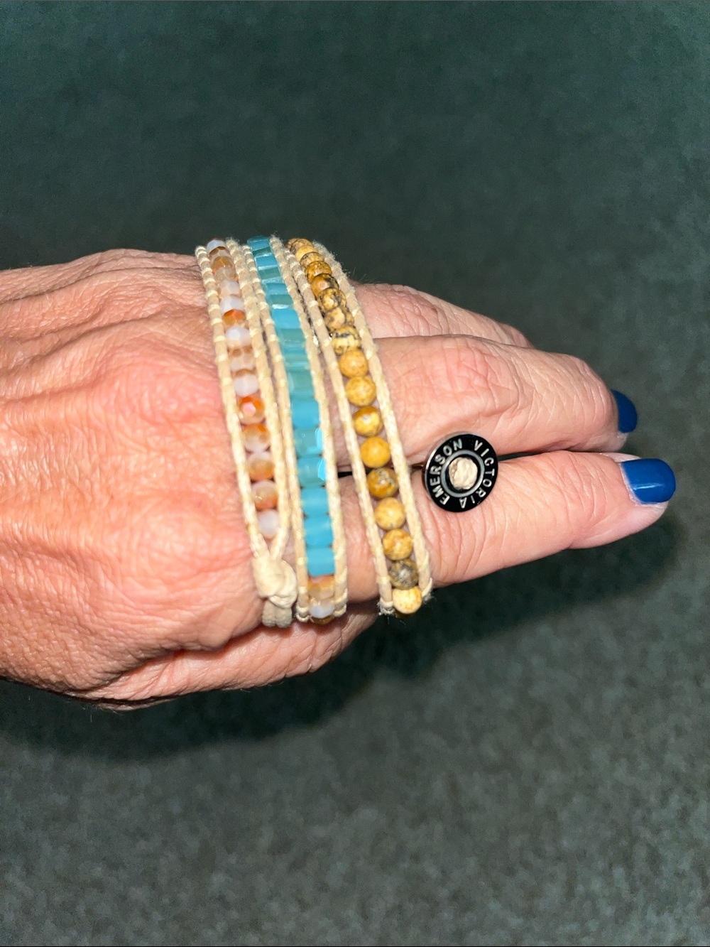 Victoria Emerson Turquoise & Golden Multi-Strand Wrap Bracelet